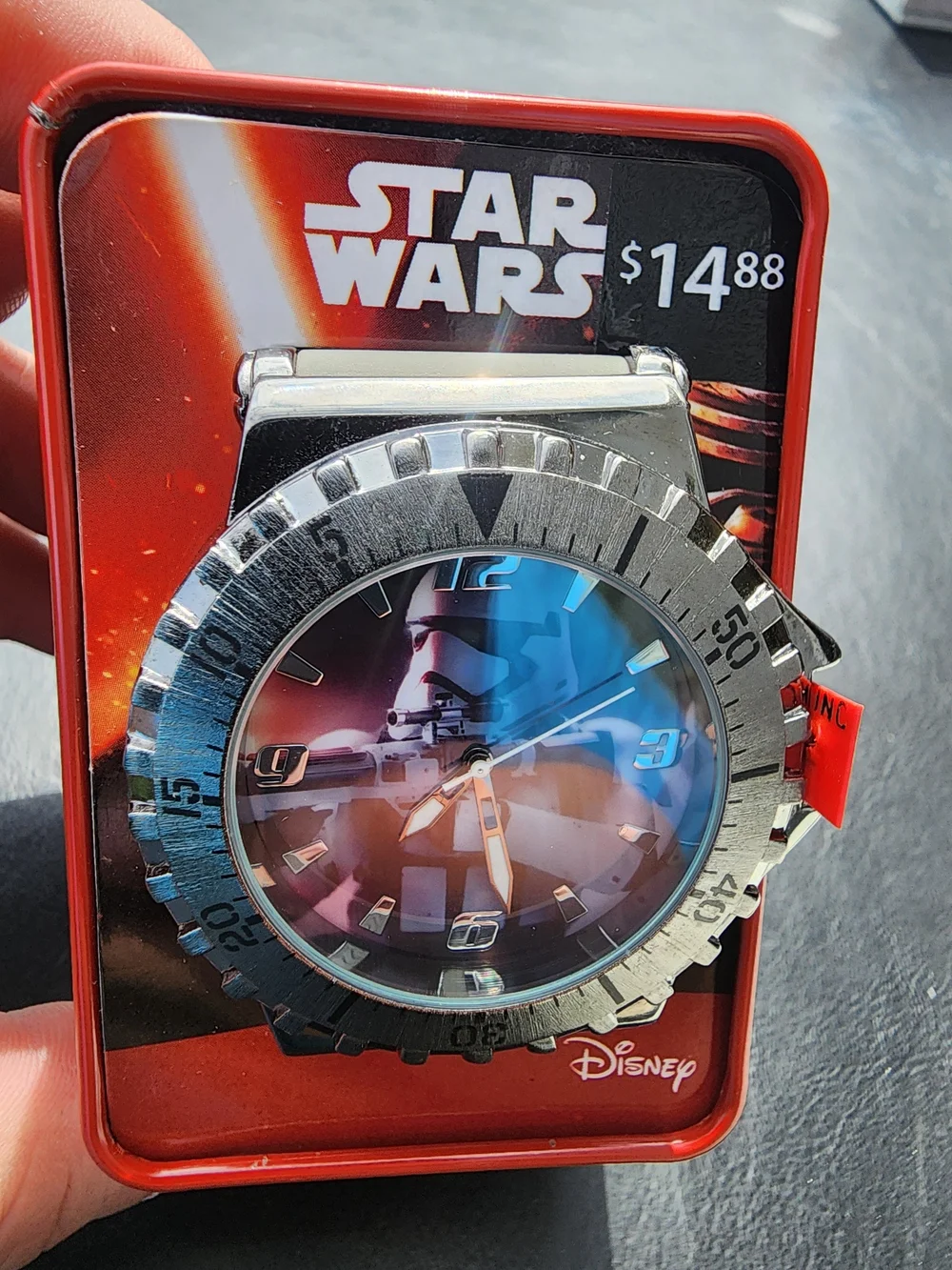 Disney Star Wars Stormtrooper Watch with Silver Bezel and Red Tin